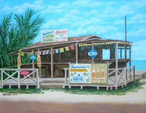 Santanna's Grill Pit - Grand Exhuma, Bahamas - Acrylic Painting 18x14 - 2015