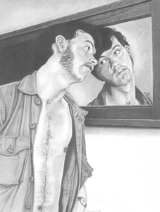 The Man in the Mirror - Graphite Drawing 13x17