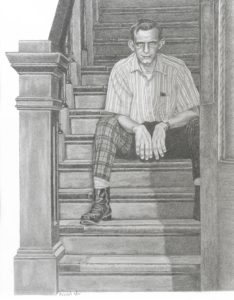 Waiting at the Rec Center - Graphite Drawing 13x17 2